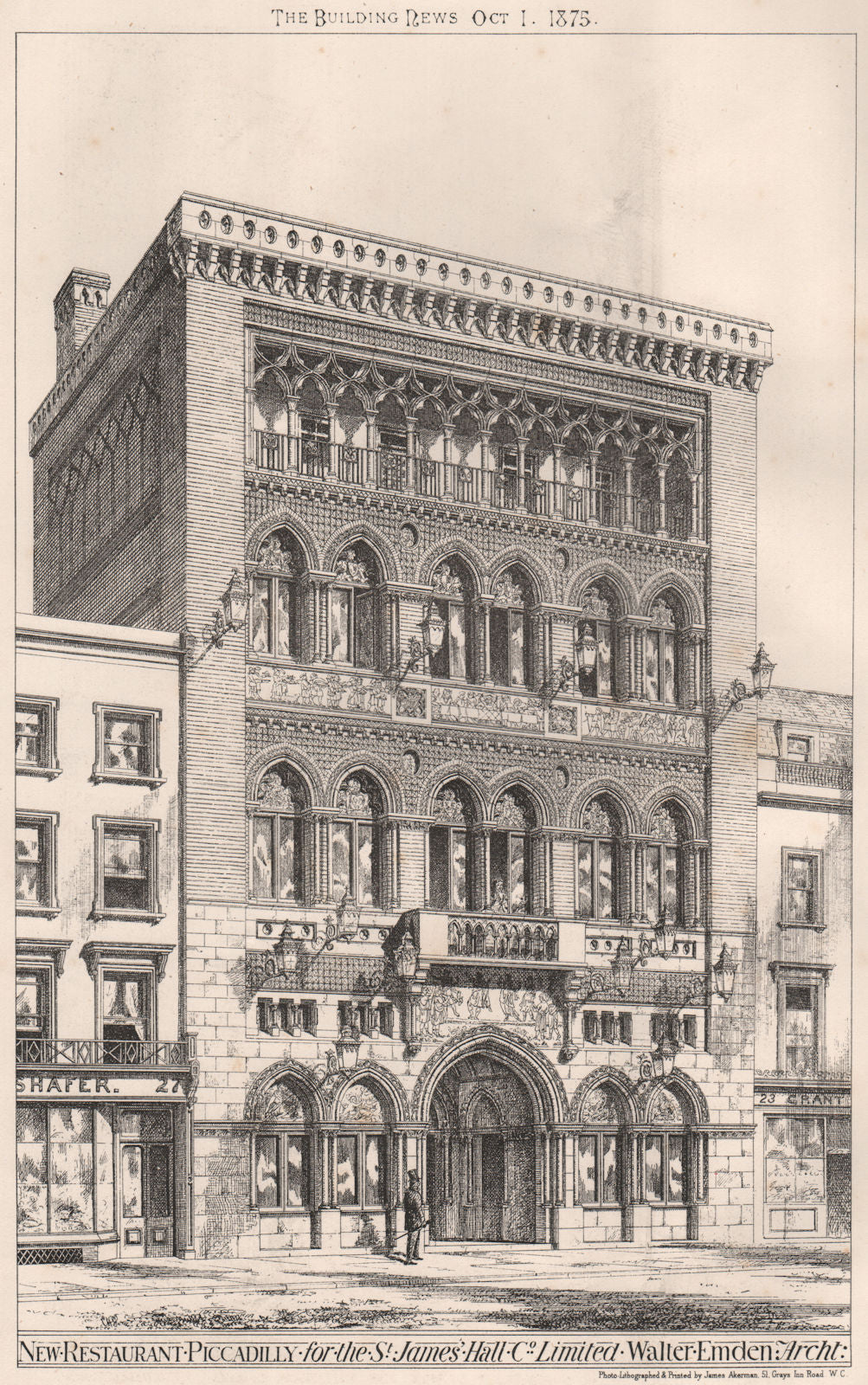 Restaurant, Piccadilly, for the St. James Hall Co. Limited; Walter Emden 1875